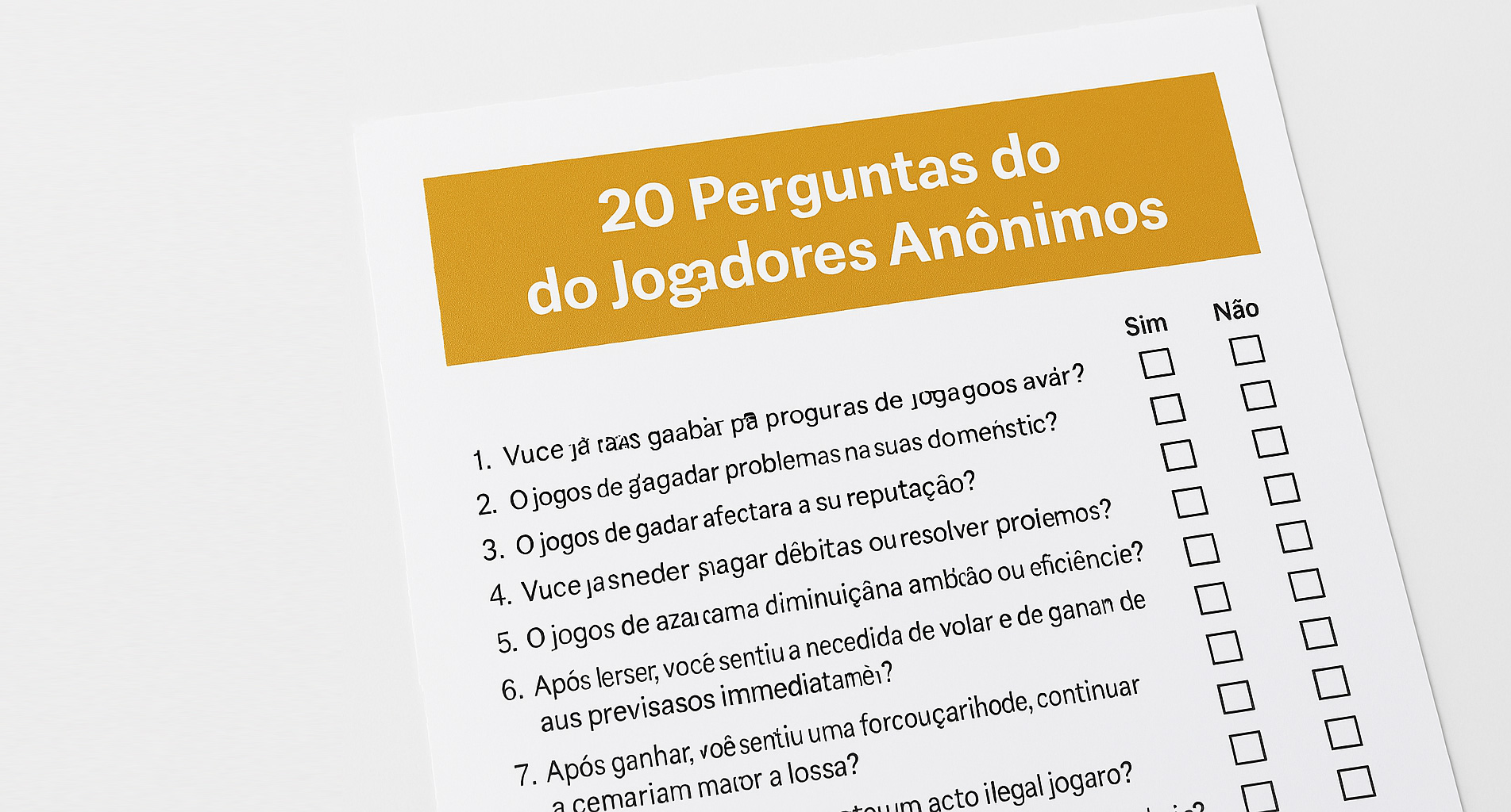 Propósito das 20 Perguntas do Jogadores Anônimos